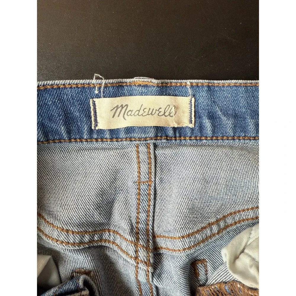 Womens Sz 26 MADEWELL Straight‎ Crop Blue Distressed Light Wash